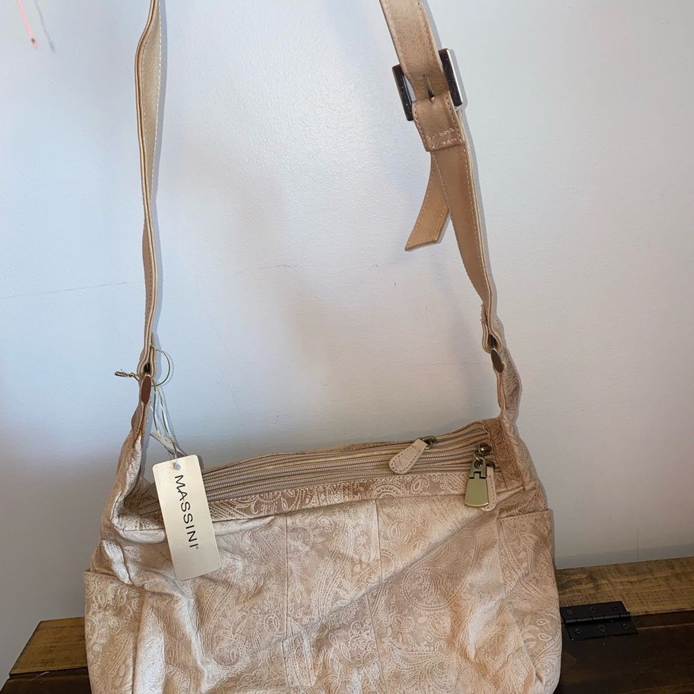 Massini Embs Pig Skin Womens Shoulder Purse Bag NWT